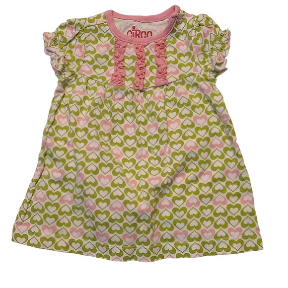 Circo Other - Circo Baby Girls Newborn NB Dress Heart Print Cotton Newborn Size Pink Green